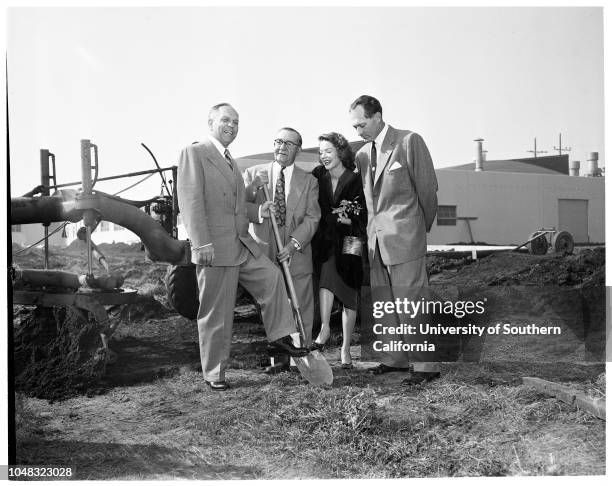 Packard Bell ground breaking , 27 January 1953. Lieutenant Governor Goodwin Knight;Arlene Whelan;Robert S Bell;Herbert A Bell.12333 West Olympic...