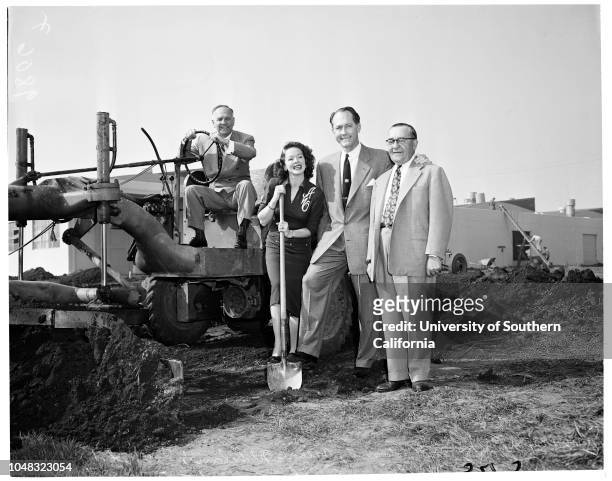 Packard Bell ground breaking , 27 January 1953. Lieutenant Governor Goodwin Knight;Arlene Whelan;Robert S Bell;Herbert A Bell.12333 West Olympic...