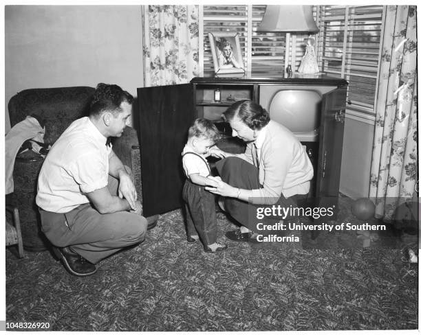 Blind children , 19 February 1953. Mrs Rose Conrad;Mike Conrad -- 18 months ;Gail Conrad -- 10 years ;Teresa Forbes -- 9 months ;Royal Forbes -- 36...