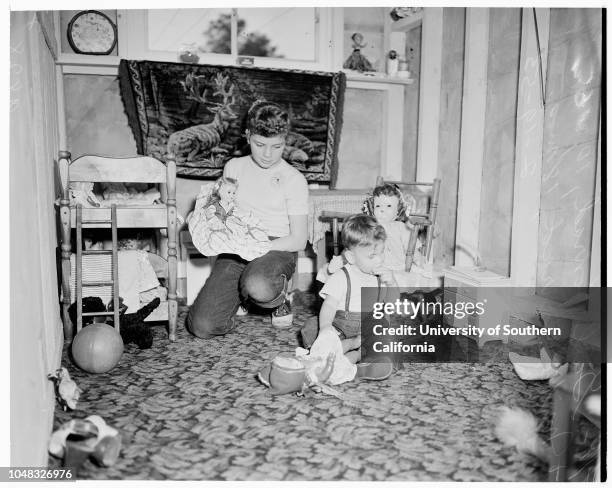 Blind children , 19 February 1953. Mrs Rose Conrad;Mike Conrad -- 18 months ;Gail Conrad -- 10 years ;Teresa Forbes -- 9 months ;Royal Forbes -- 36...