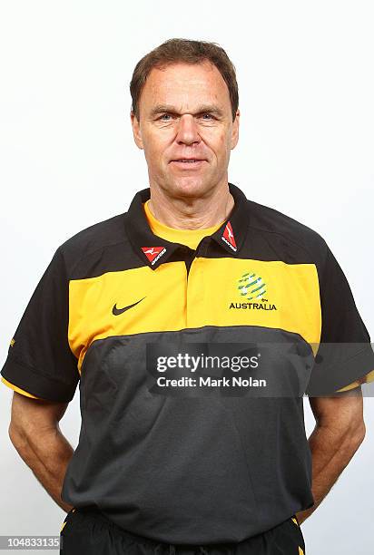 Holger Osieck poses during an Australian Socceroos portrait session at The Sheraton on October 6, 2010 in Sydney, Australia.