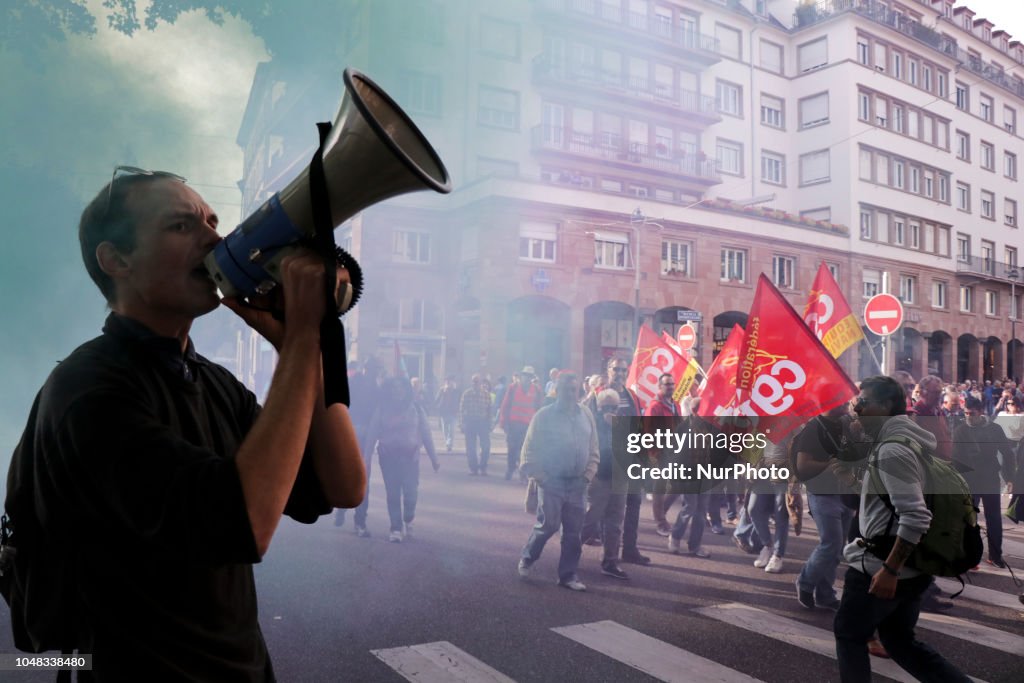 Demonstration In Strasbourg Against Government Policy