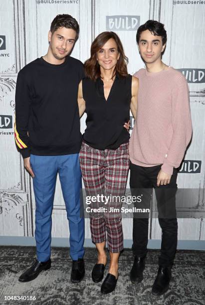 Actor Nat Wolff, director/actor Polly Draper and actor Alex Wolff attend the Build Series to discuss "Stella's Last Weekend" at Build Studio on...