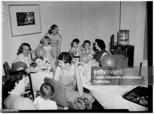 Marymount alumnae...Jonathan Club Santa Monica, 15 August 1951. Mrs Don Utter;Mrs Charles Dailey ;Miss Louise Schwennesen ;Tommy Utter -- 4...