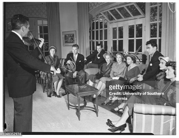Junior League Rooms of Beverly Hills Hotel, 18 October 1951. David Frisina;Mrs Sheldon Paige Fay;Sinclair Lott;John Lott;John Barnett;Mrs Myron C...