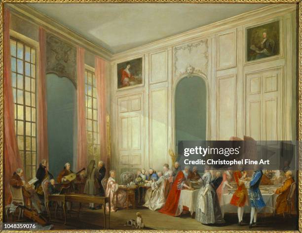 Ollivier Michel The English tea served in the Four Ices Lounge at the Temple Palace in May 1766; ÊMozart on the harpsichord Castles of Versailles and...