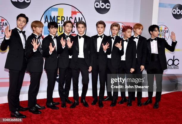 Musical group NCT 127 attends the 2018 American Music Awards at Microsoft Theater on October 9, 2018 in Los Angeles, California.