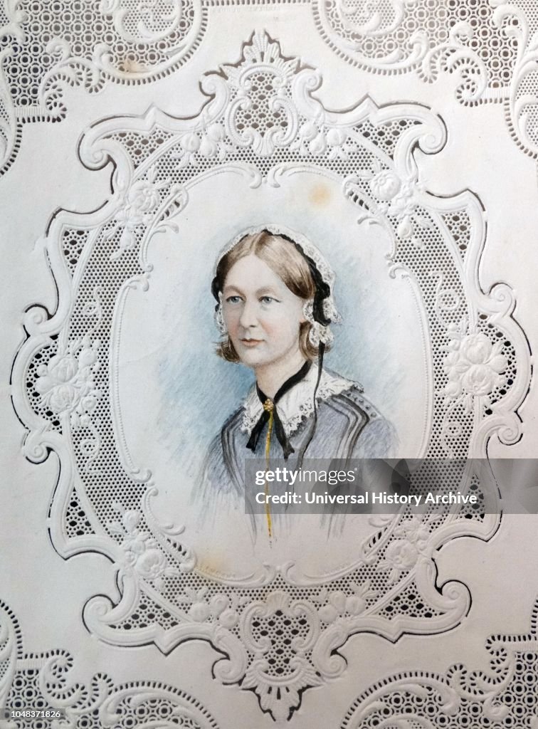 Lace bordered portrait of Florence Nightingale