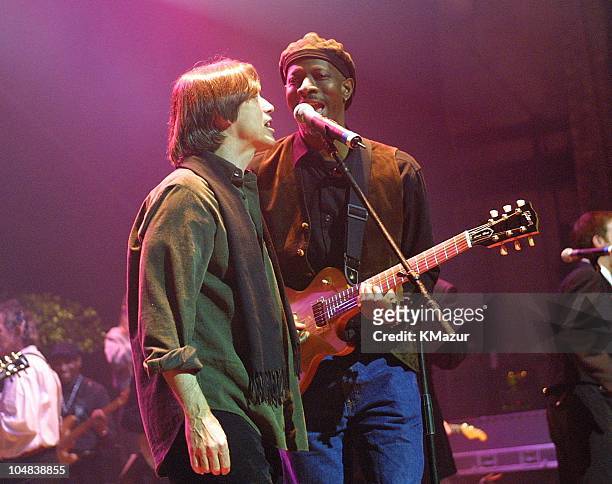 Jackson Browne and Keb' Mo during Rainforest Alliance Concert 2001 at Beacon Theatre in New York City, New York, United States.