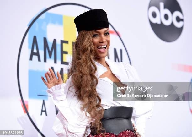 Tyra Banks attends the 2018 American Music Awards at Microsoft Theater on October 9, 2018 in Los Angeles, California.