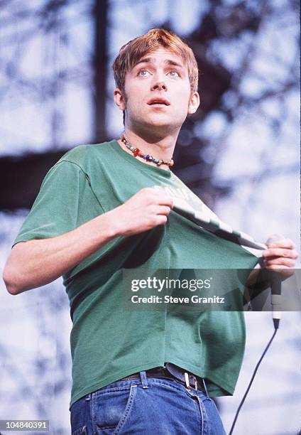 Damon Albarn of Blur during KROQ Weenie Roast Concert, 1997 at Irvine Meadows Amphitheatre in Irvine, California, United States.