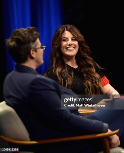 Award- winning stand-up comedian and creator of Nanette, Hannah Gadsby and Contributing editor at Vanity Fair, Monica Lewinsky speak onstage at Day 1...