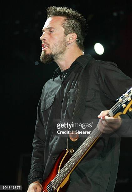 Jerry Horton of Papa Roach during Anger Management Tour 2002 at Shoreline Amphitheatre in Mountain View, California, United States.