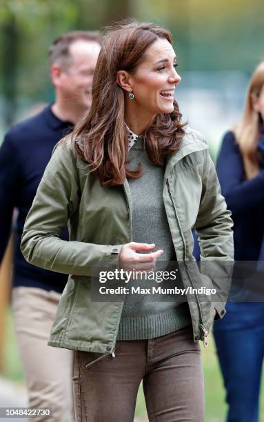 Catherine, Duchess of Cambridge visits Sayers Croft Forest School and Wildlife Garden on October 2, 2018 in London, England. Sayers Croft is an...