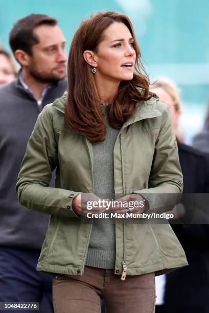 Catherine, Duchess of Cambridge visits Sayers Croft Forest School and Wildlife Garden on October 2, 2018 in London, England. Sayers Croft is an...