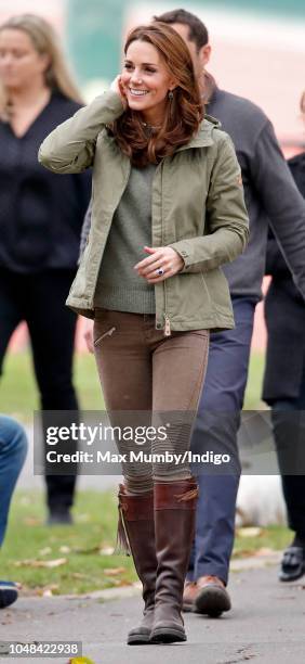 Catherine, Duchess of Cambridge visits Sayers Croft Forest School and Wildlife Garden on October 2, 2018 in London, England. Sayers Croft is an...