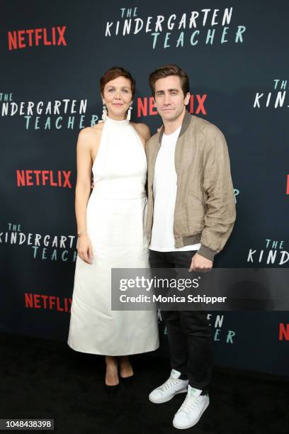 Maggie Gyllenhaal and Jake Gyllenhaal attend the NY Special Screening of Netflix's 'The Kindergarten Teacher at Crosby Street Hotel on October 9,...