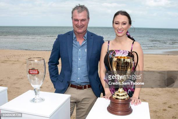 Darren Weir and Katelyn Mallyon during the Caulfield Cup Carnival Launch Media Call on October 10, 2018 in Melbourne, Australia.