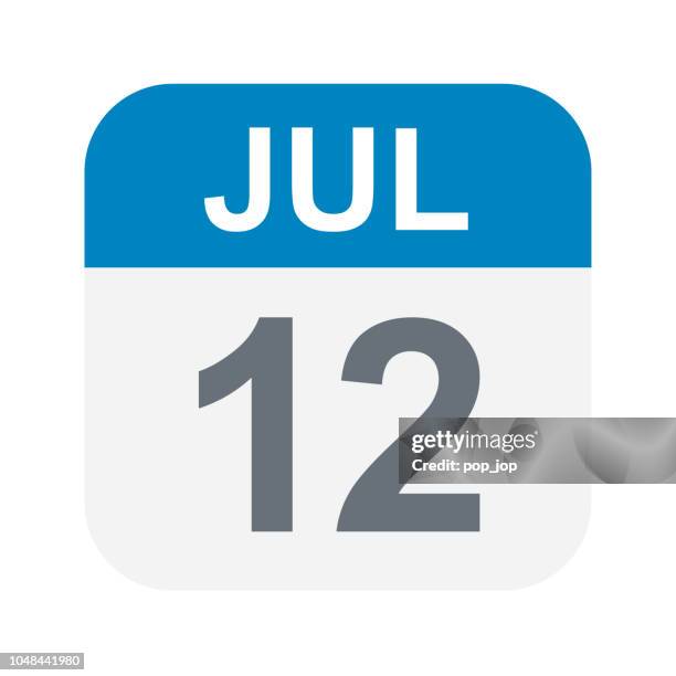 stockillustraties, clipart, cartoons en iconen met 12 juli - pictogram van de kalender - day 12