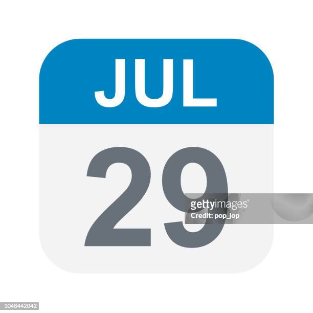 ilustraciones, imágenes clip art, dibujos animados e iconos de stock de 29 de julio - icono de calendario - julio