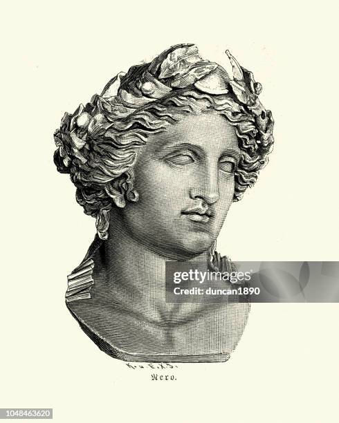 stockillustraties, clipart, cartoons en iconen met nero, romeins keizer - romeinse keizer