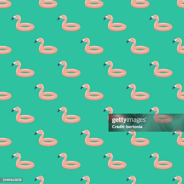 inflatable flamingo summer seamless pattern - flamingo bird stock illustrations