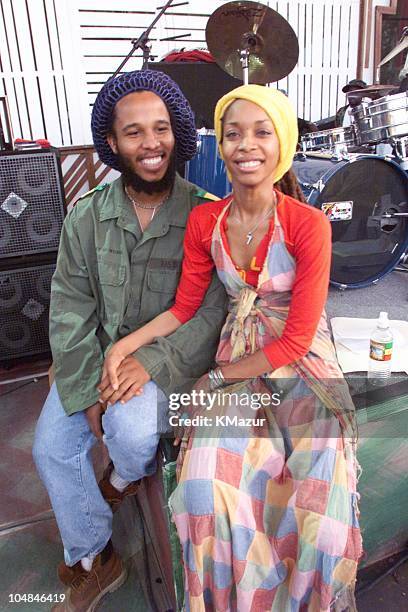 Erykah Badu & Ziggy Marley during One Love-The Bob Marley Tribute in Oracabessa Beach, Jamaica.