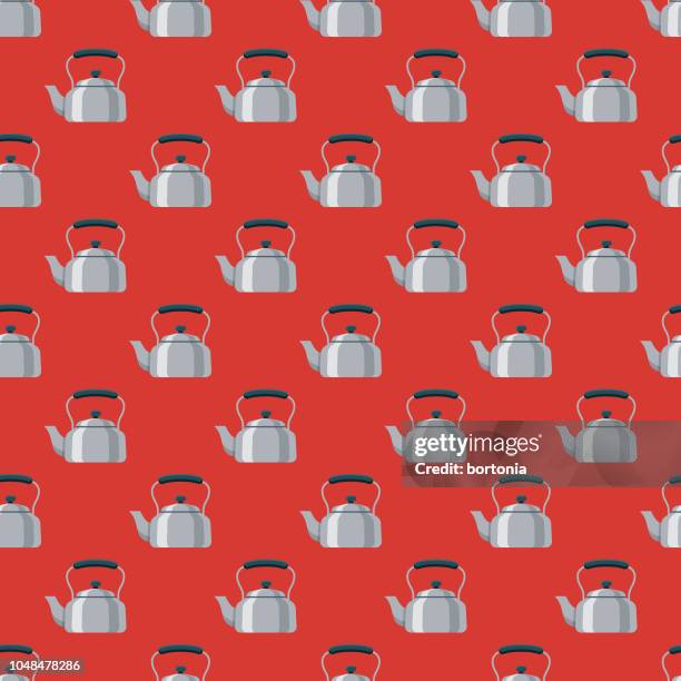 kettle kitchen tools seamless pattern - old kettle stock illustrations