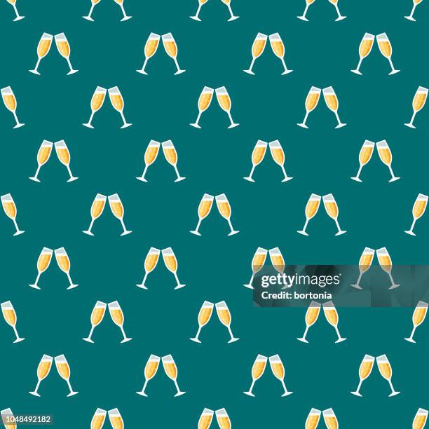 wedding cheers seamless pattern - flute stock illustrations