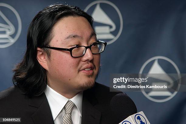 Joseph Kahn is interviewed during The 45th Annual GRAMMY Awards - Web Central at Madison Square Garden in New York City, NY, United States.