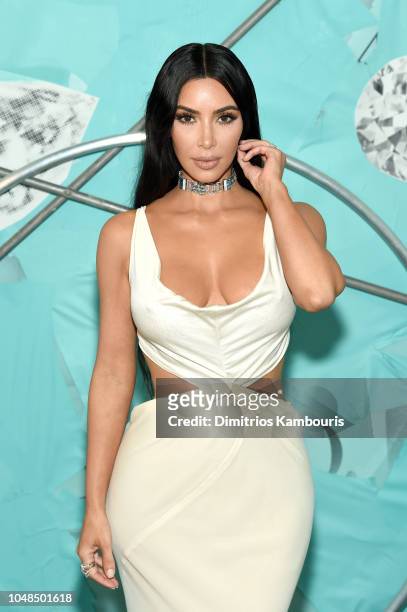 Kim Kardashian West attends Tiffany & Co. Celebrates 2018 Tiffany Blue Book Collection, THE FOUR SEASONS OF TIFFANY at Studio 525 on October 9, 2018...