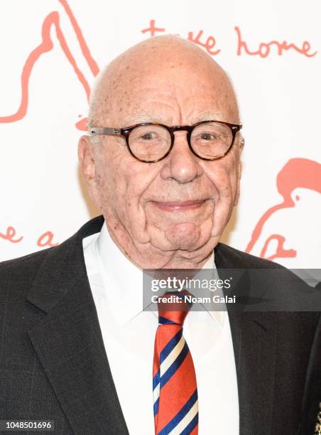 Rupert Murdoch attends "Take Home A Nude" New York Academy of Art benefit at Sotheby's on October 9, 2018 in New York City.