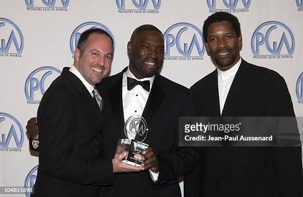 Todd Black, Antwone Fisher and Denzel Washington during 14th Annual Producers Guild of America Awards at Century Plaza Hotel in Los Angeles,...