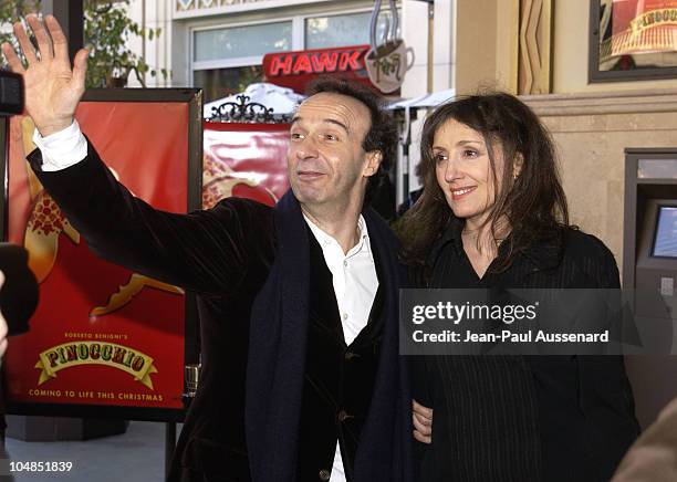 Roberto Benigni and Nicoletta Braschi during "Pinocchio" - Los Angeles Premiere at Pacific's The Grove in Los Angeles, California, United States.