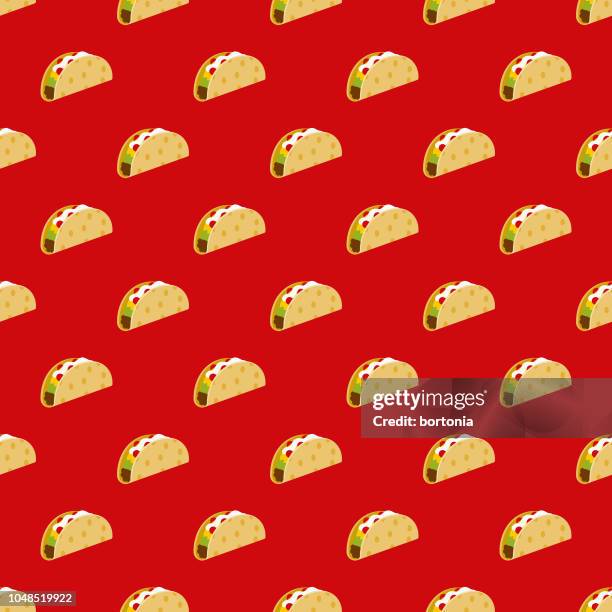 ilustraciones, imágenes clip art, dibujos animados e iconos de stock de patrón sin fisuras de taco cinco de mayo - cultura mexicana