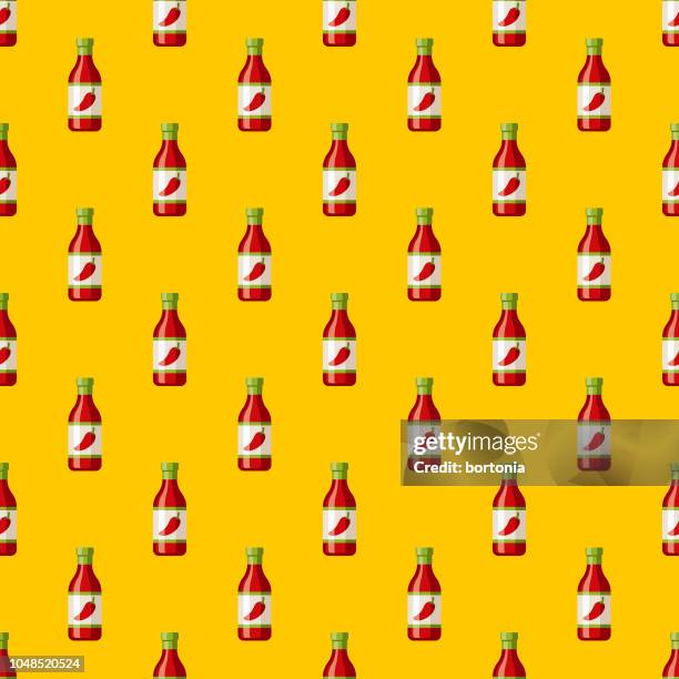 hot sauce cinco de mayo seamless pattern - hot sauce stock illustrations