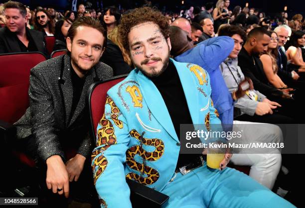 Zedd and Post Malone at the 2018 American Music Awards at Microsoft Theater on October 9, 2018 in Los Angeles, California.