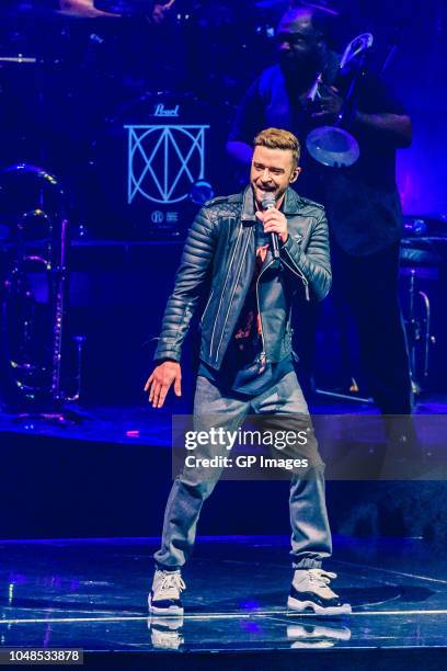 Justin Timberlake performs on stage during "The Man of the Woods Tour" at Scotiabank Arena on October 9, 2018 in Toronto, Canada.