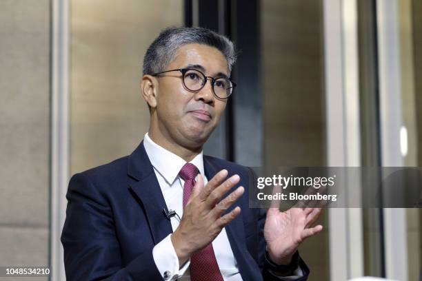 Tengku Zafrul Abdul Aziz, chief executive officer of CIMB Group Holdings Bhd., speaks during a Bloomberg Television interview at the New Dawn...