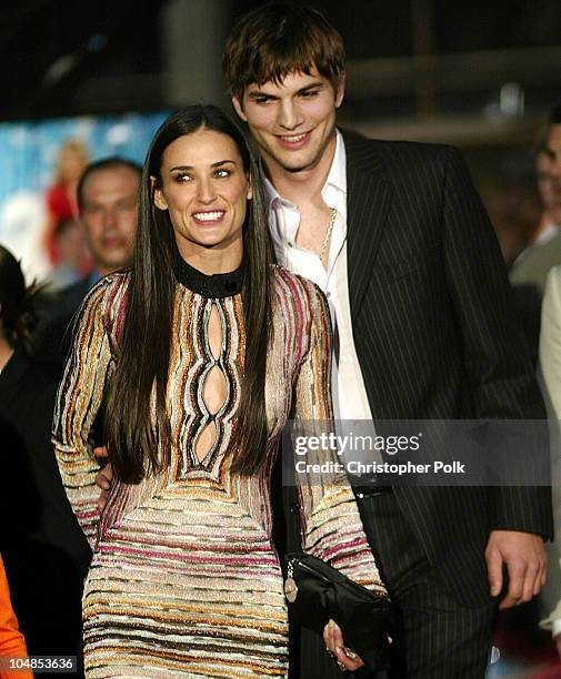 Demi Moore and Ashton Kutcher during Premiere of "Charlie's Angels: Full Throttle" at Grauman's Chinese Theatre in Hollywood, California, United...