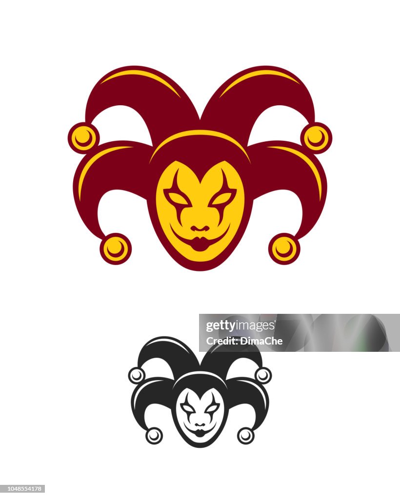 Joker-Zeichen in Clown Mütze mit Glöckchen