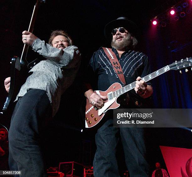 Travis Tritt joins Hank Williams Jr. During Hank Williams Jr. At The Arena at Gwinnett Center - September 20,2003 at Arena at Gwinnett Center in...