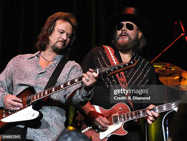 Travis Tritt joins Hank Williams Jr. During Hank Williams Jr. At The Arena at Gwinnett Center - September 20,2003 at Arena at Gwinnett Center in...