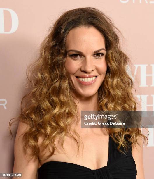 Actress Hilary Swank arrives at the Los Angeles Special Screening Of "What They Had" at iPic Westwood on October 9, 2018 in Westwood, California.