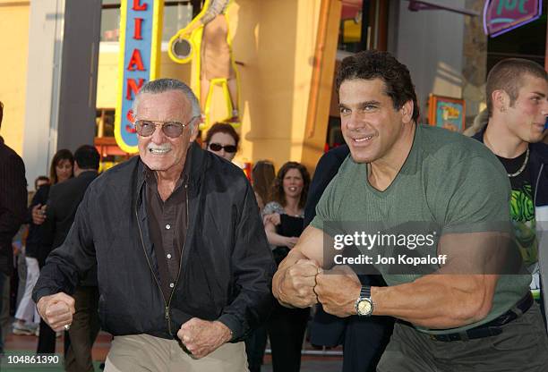 Stan Lee & Lou Ferrigno during The World Premiere Of "The Hulk" at Universal Amphitheatre in Universal City, California, United States.