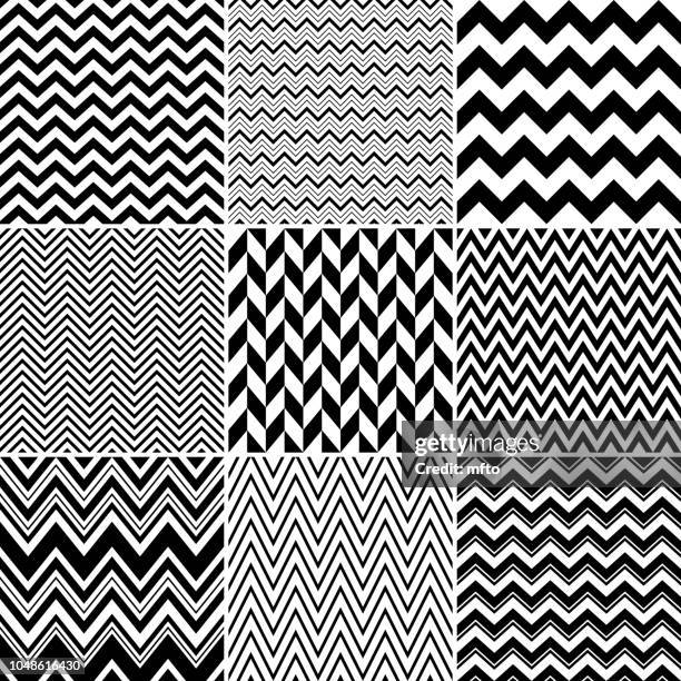 ilustraciones, imágenes clip art, dibujos animados e iconos de stock de set: 9 patrones chevron - zigzag diseño