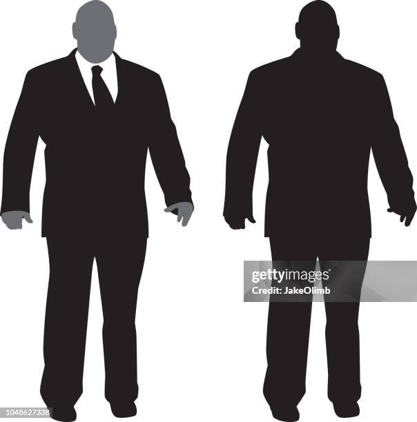 large businessman silhouette - fat man in suit stock illustrations