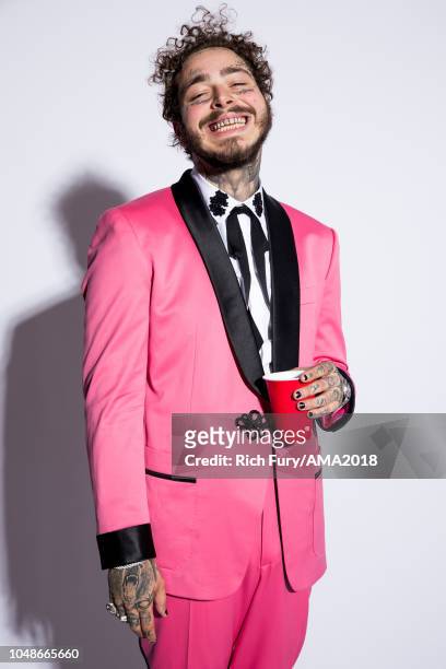 Post Malone poses for a portrait at the American Music Awards at Microsoft Theater on October 9, 2018 in Los Angeles, California.