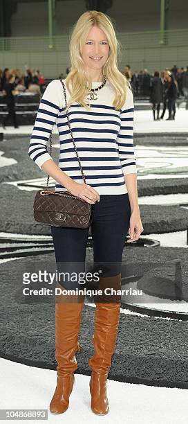 Claudia schiffer attends the Chanel Ready to Wear Spring/Summer 2011 show during Paris Fashion Week at Grand Palais on October 5, 2010 in Paris,...