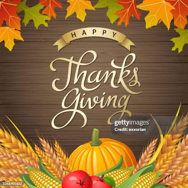 thanksgiving crops & leaves - thanksgiving harvest stock illustrations